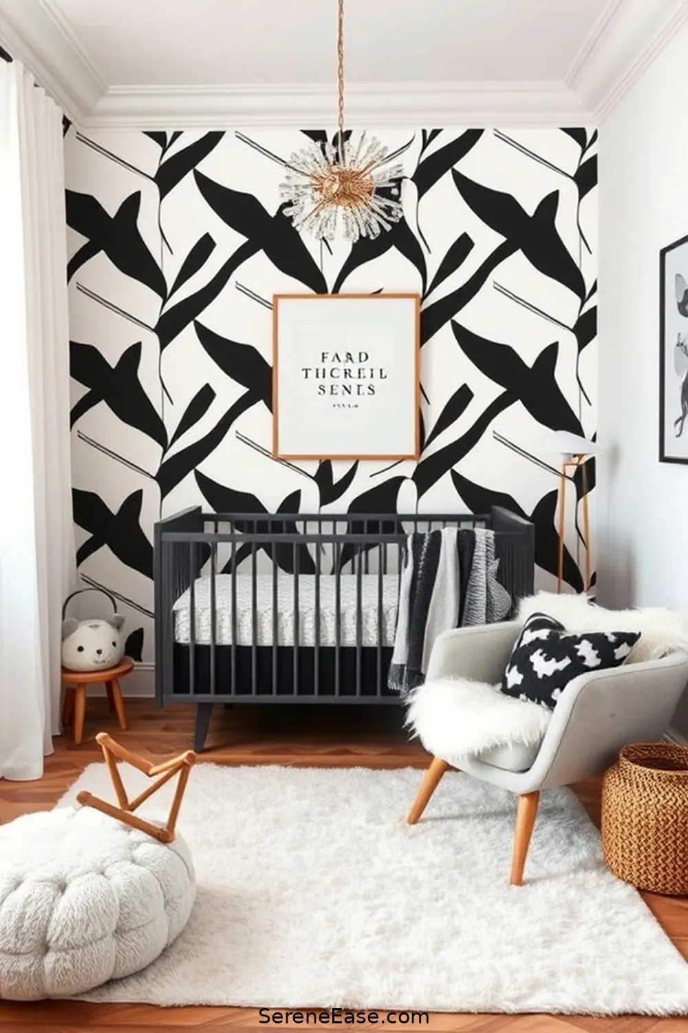 Black And White Industrial Chic Apartment Nursery photo
