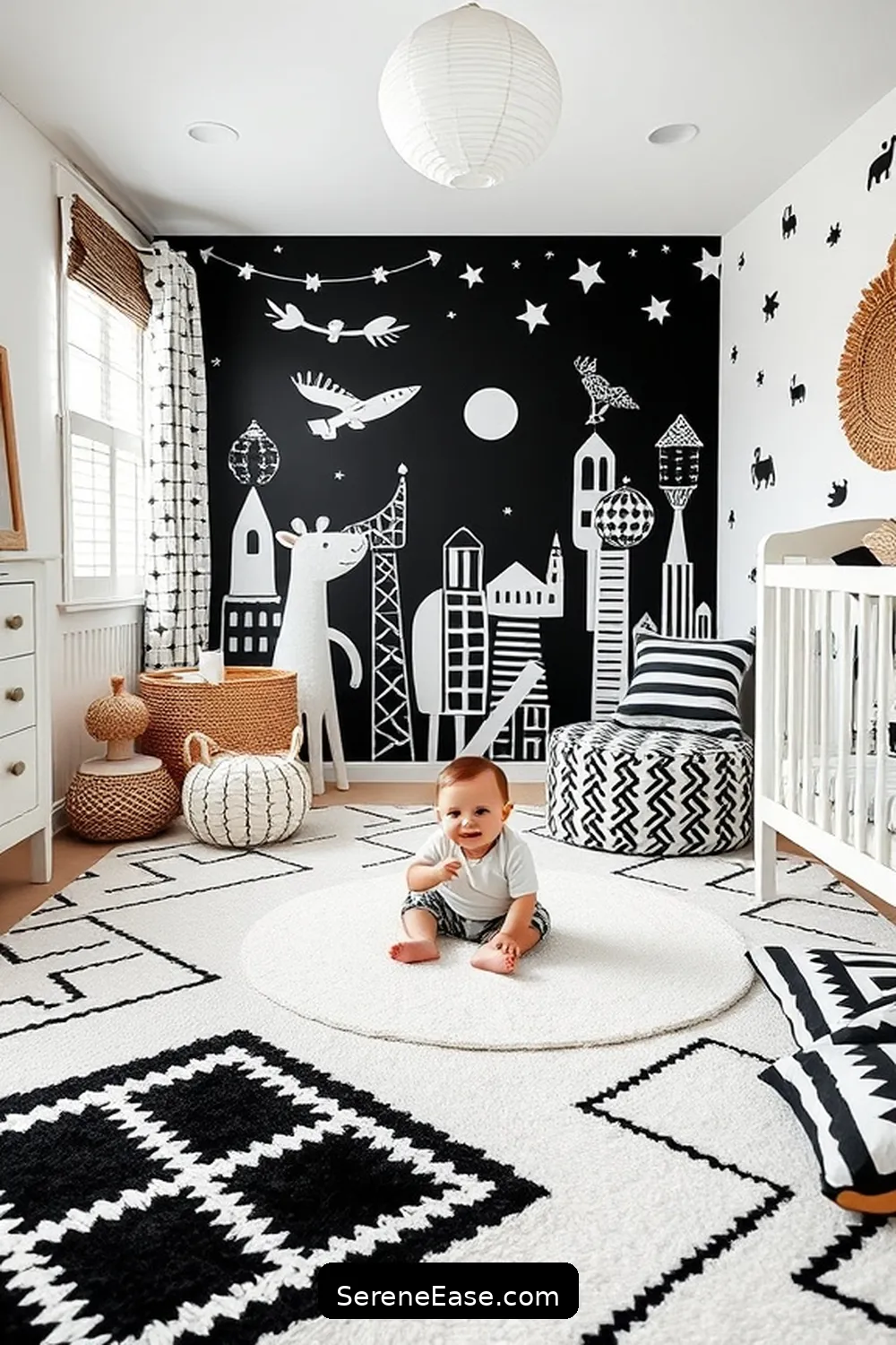 20 Ways to Incorporate Black and White Style in a Bohemian Nursery ...