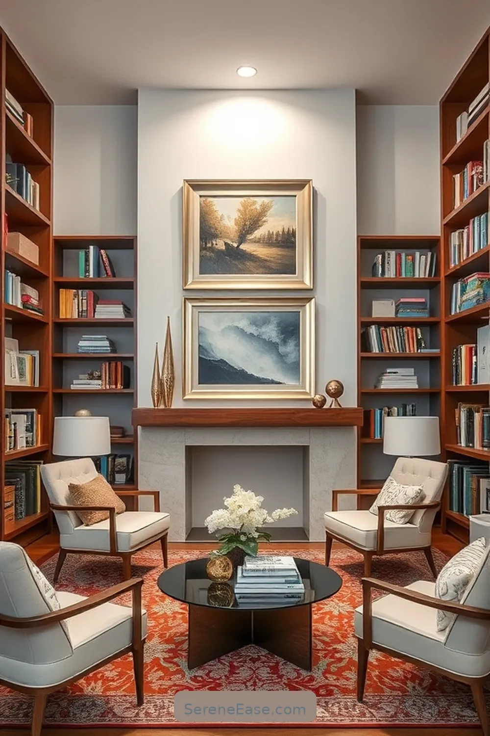 Library Accent 24 Ways to Use Metallic Accents in a Mid-Century Modern Library ...
