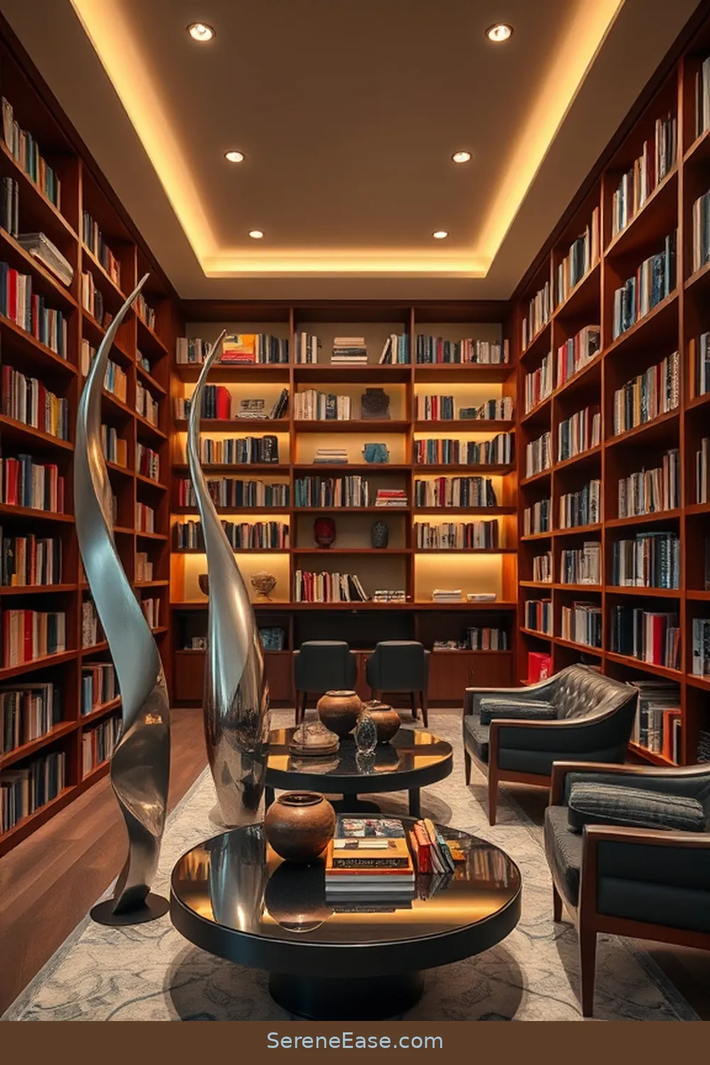 Library Accent 24 Ways to Use Metallic Accents in a Mid-Century Modern Library ...