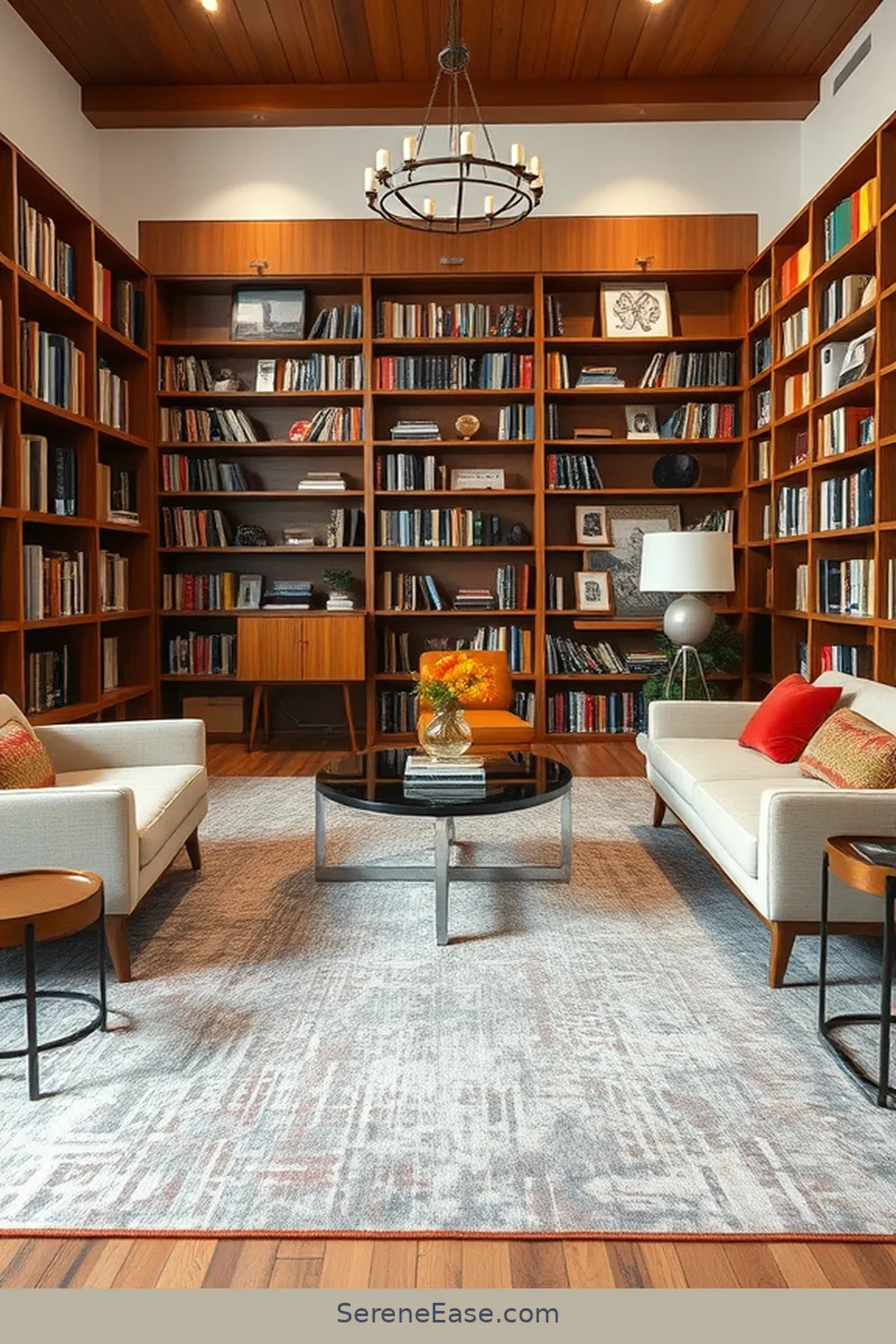 Library Accent 24 Ways to Use Metallic Accents in a Mid-Century Modern Library ...