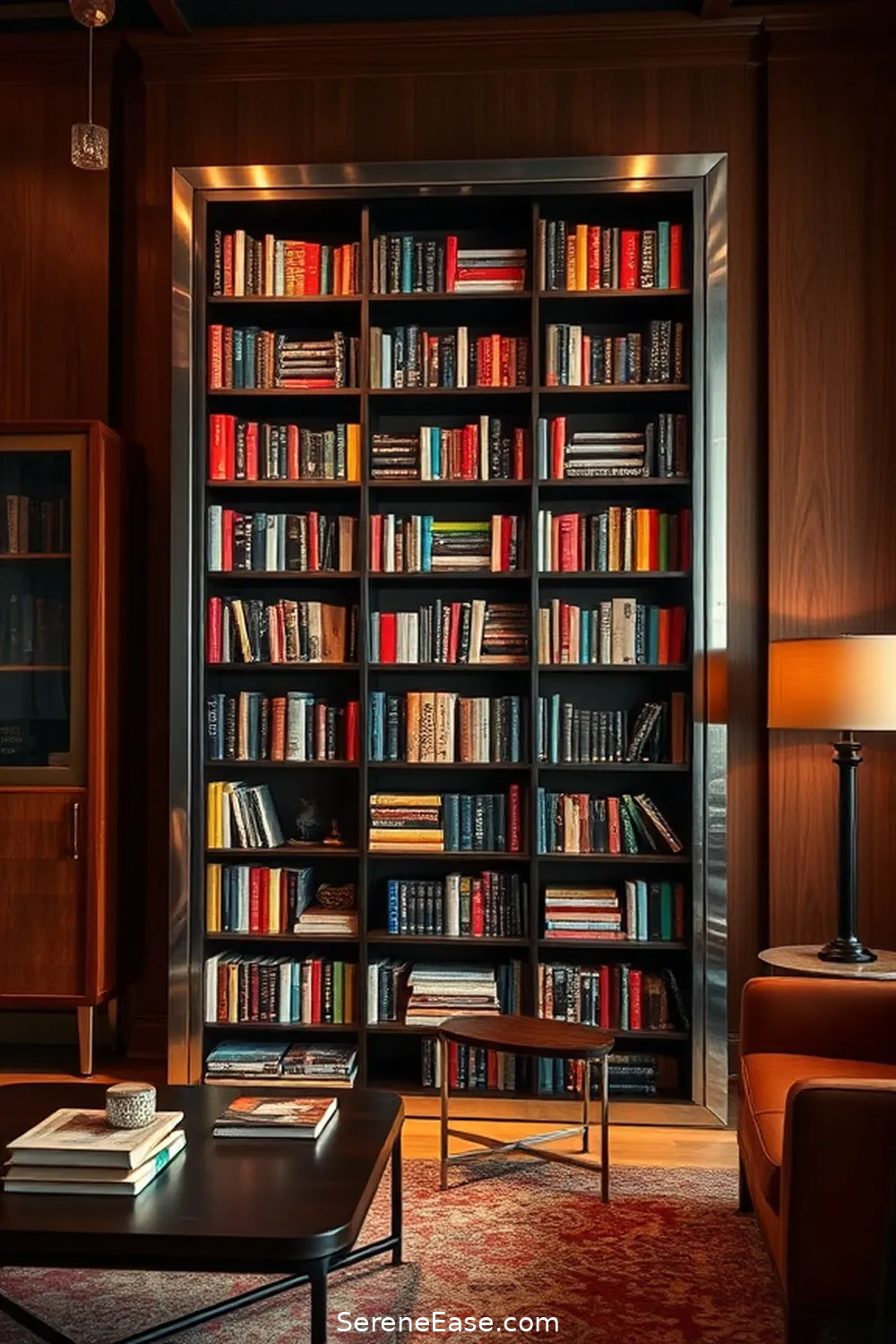 Library Accent 24 Ways to Use Metallic Accents in a Mid-Century Modern Library ...