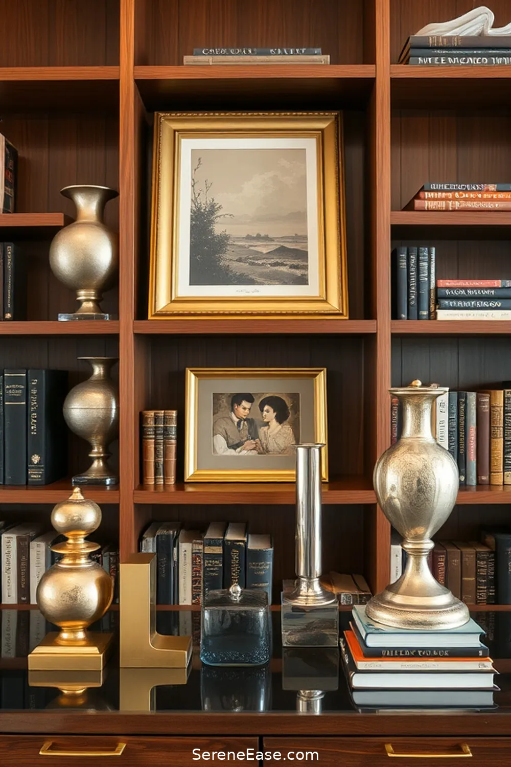 Library Accent 24 Ways to Use Metallic Accents in a Mid-Century Modern Library ...