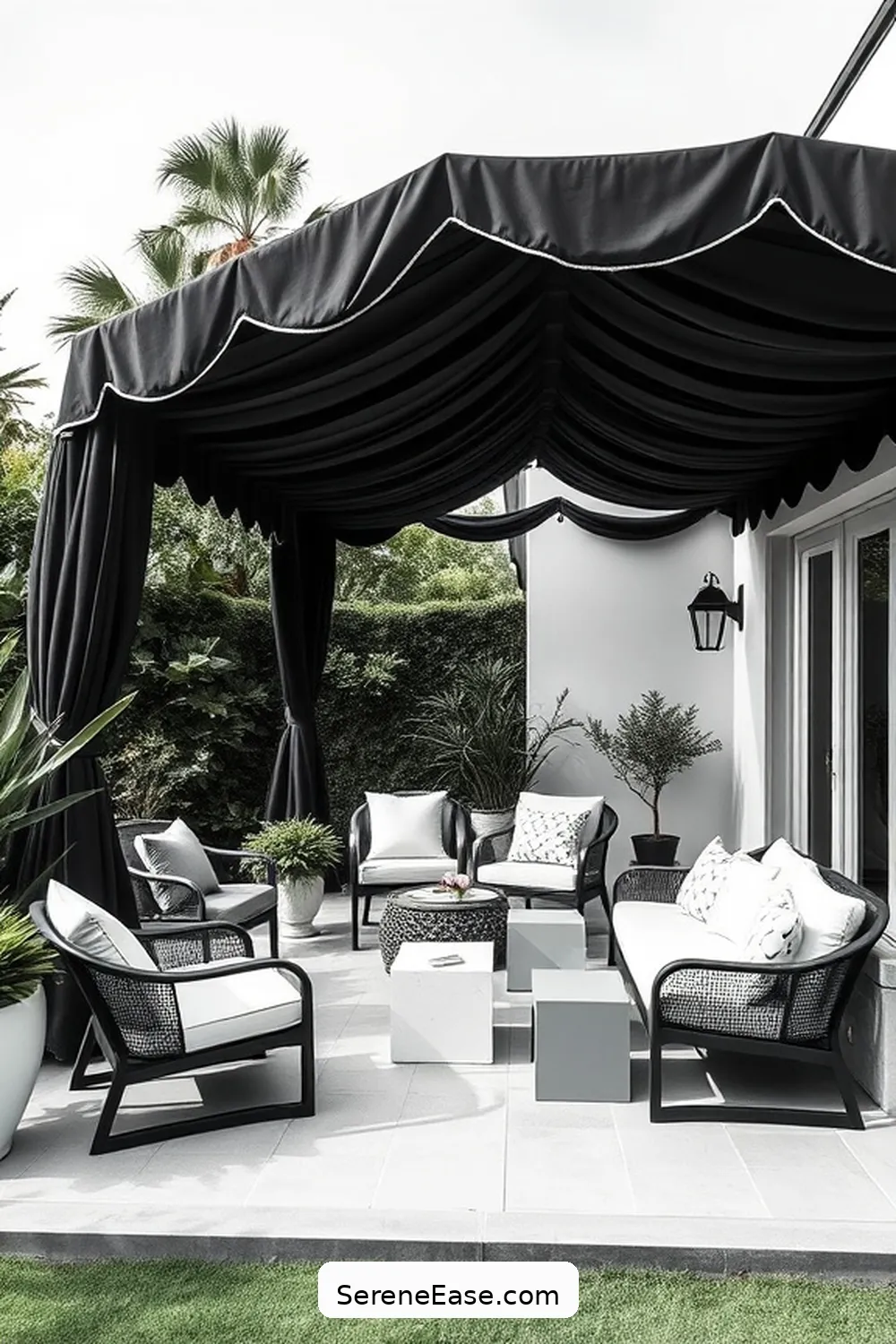 Image showcasing 25 Stunning Black and White Scandinavian Outdoor Patio Ideas - Serene Ease