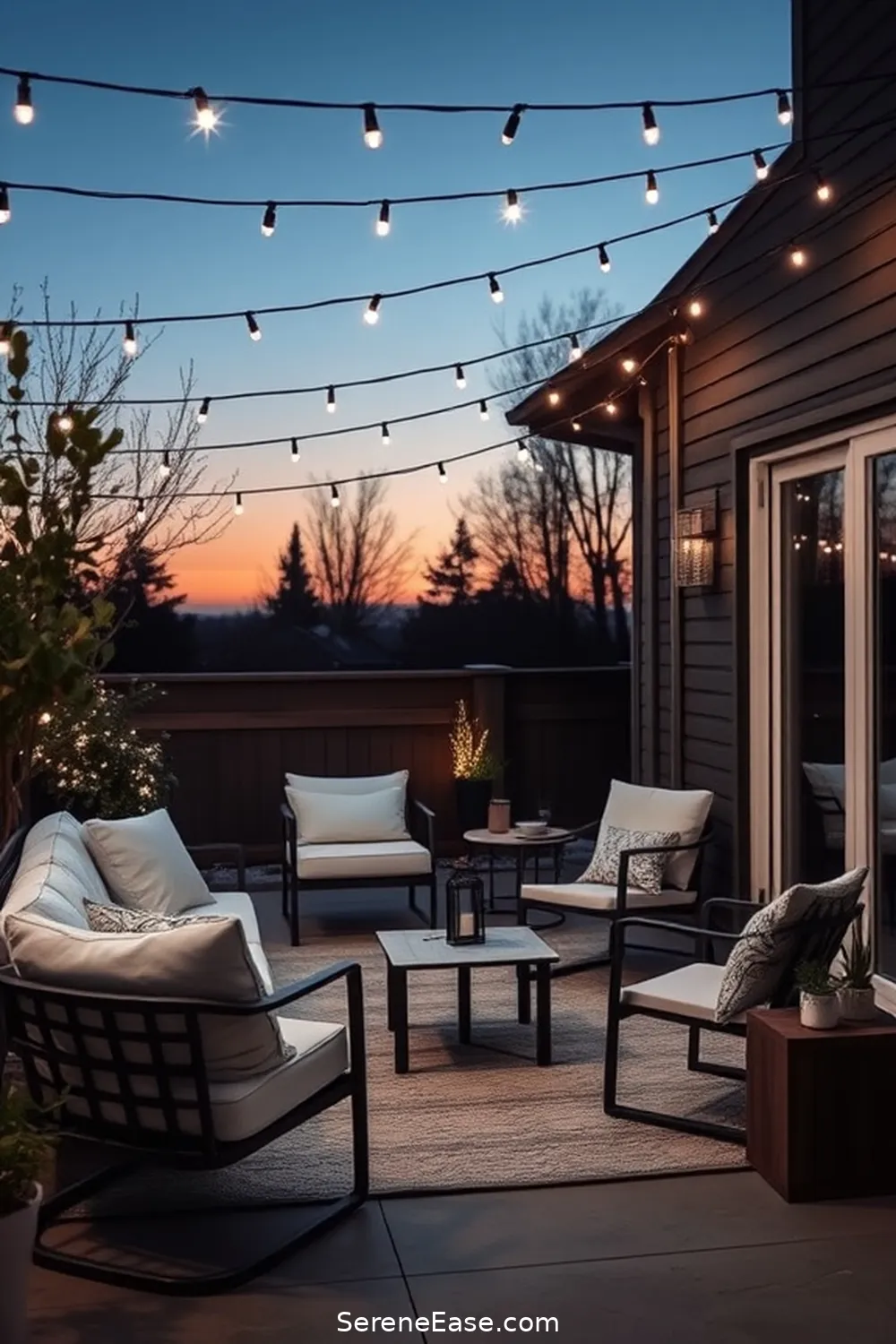 25 Stunning Black and White Scandinavian Outdoor Patio Ideas - Serene Ease - Small Scandinavian Patio Ideas With Modern Lighting