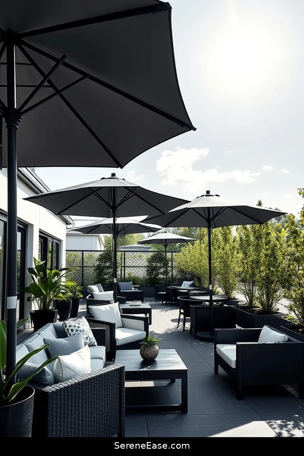Illustration of Apartment Patio Umbrellas Scandinavian Design