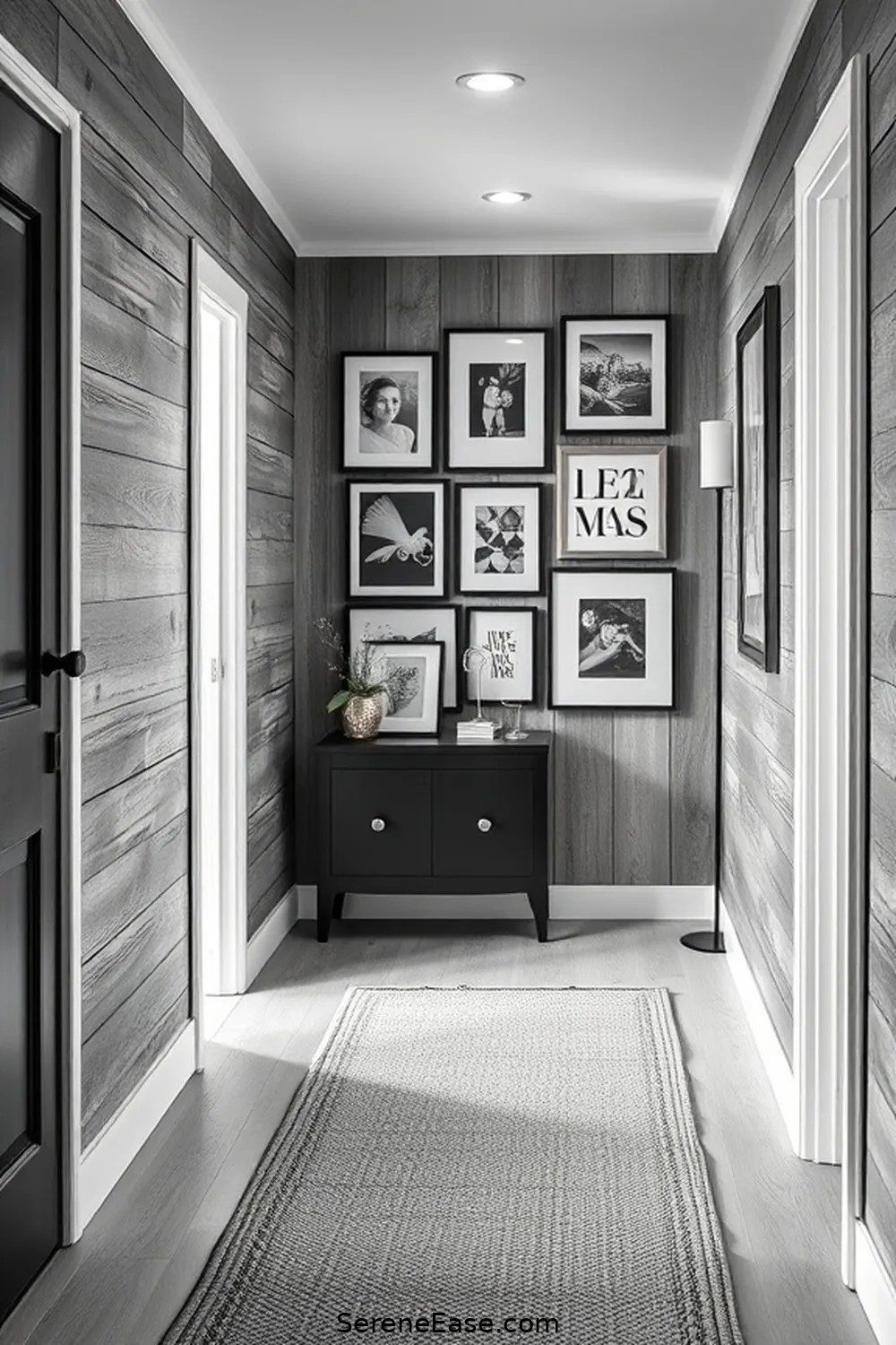 Achieve a Black and White Hallway in Modern Farmhouse Style - Serene Ease