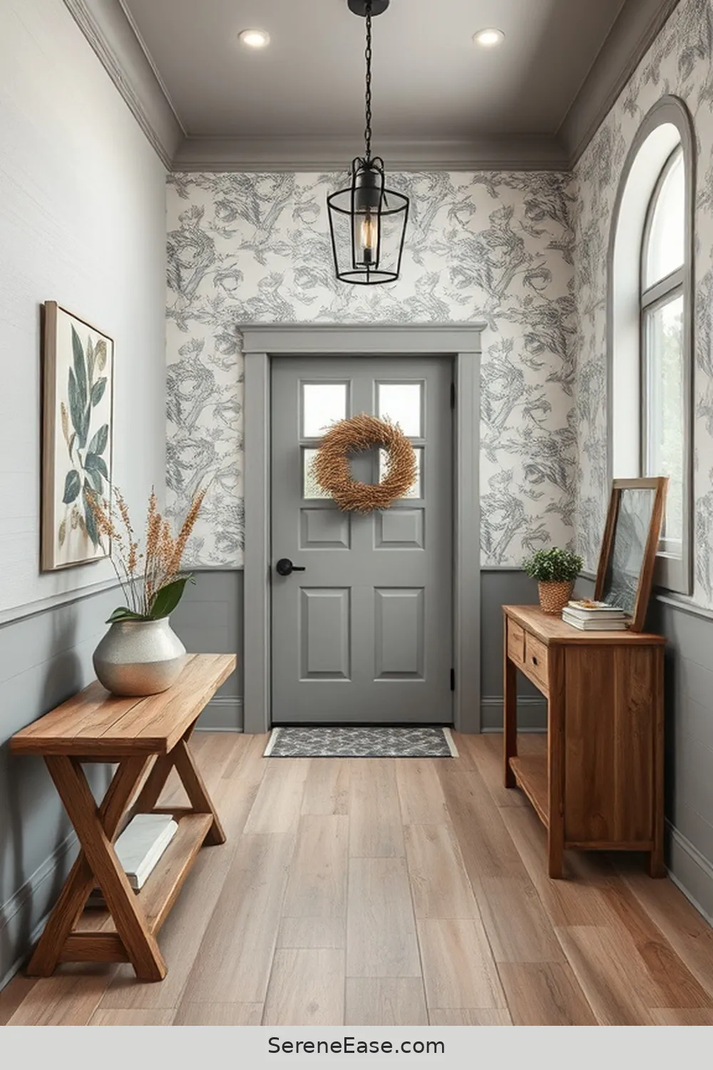 Achieving a Monochromatic Entryway in Modern Farmhouse Style - Serene Ease