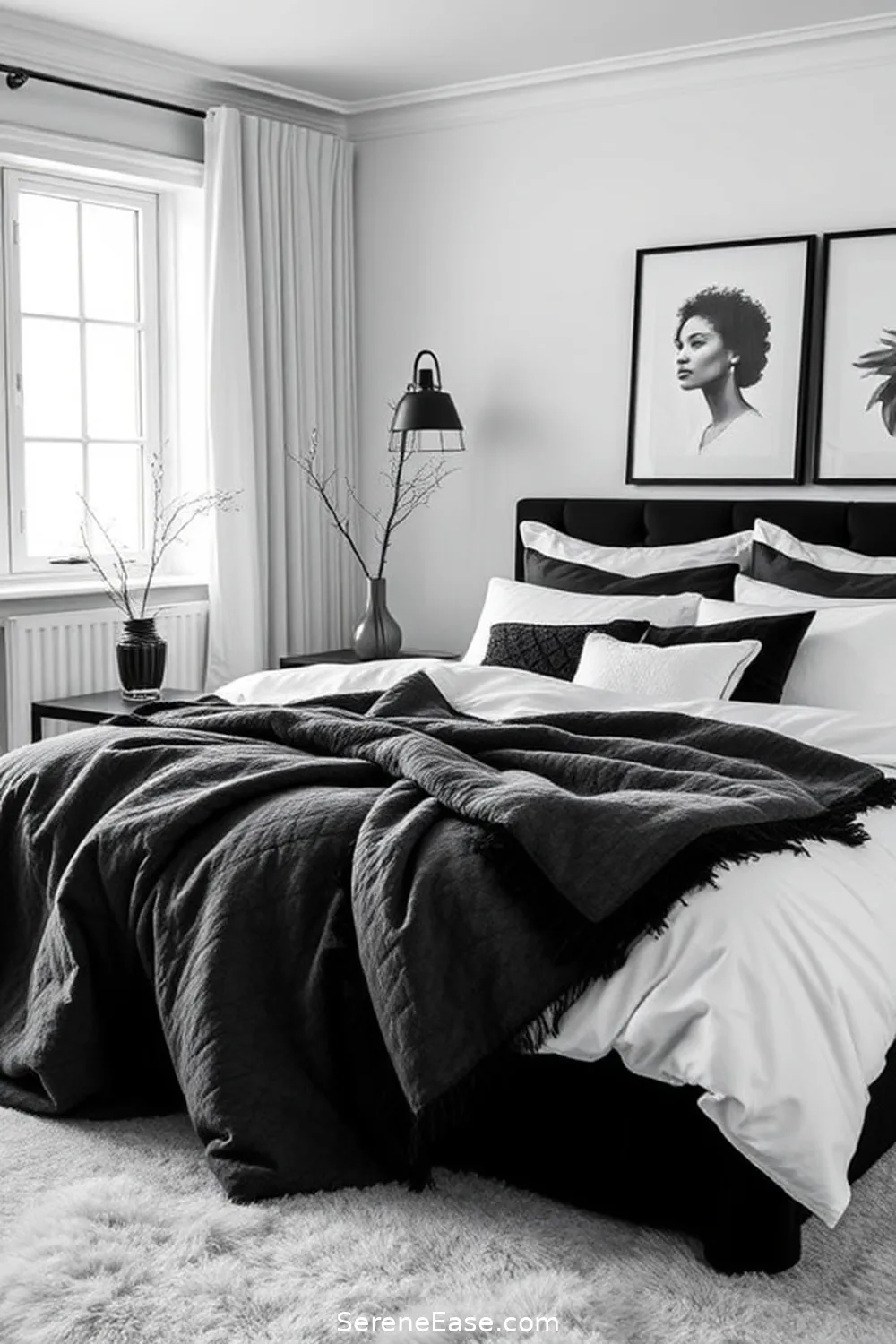 Create a Chic Black and White Bedroom in Scandinavian Style - Serene Ease