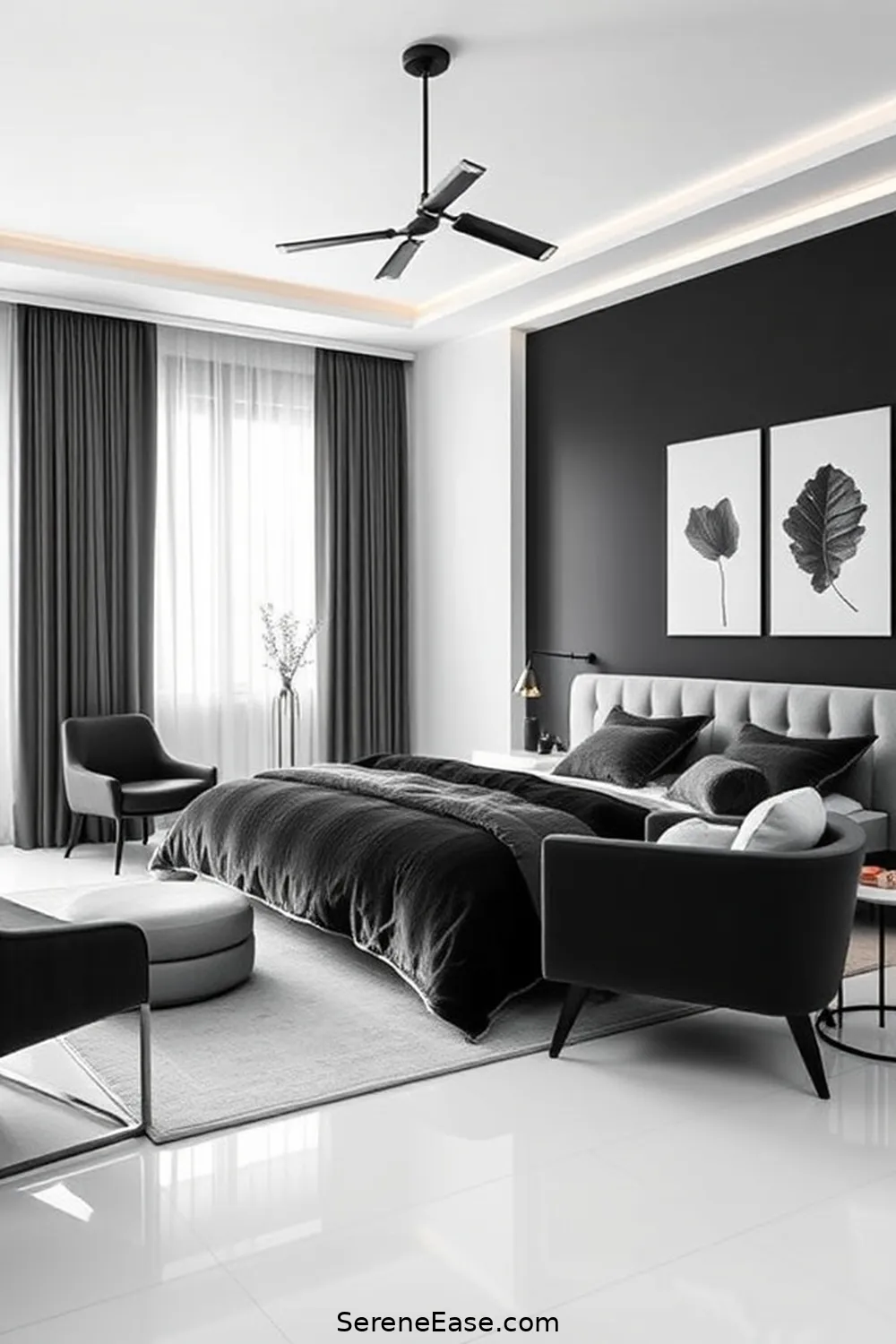 Image result for Create a Chic Black and White Bedroom in Scandinavian Style - Serene Ease