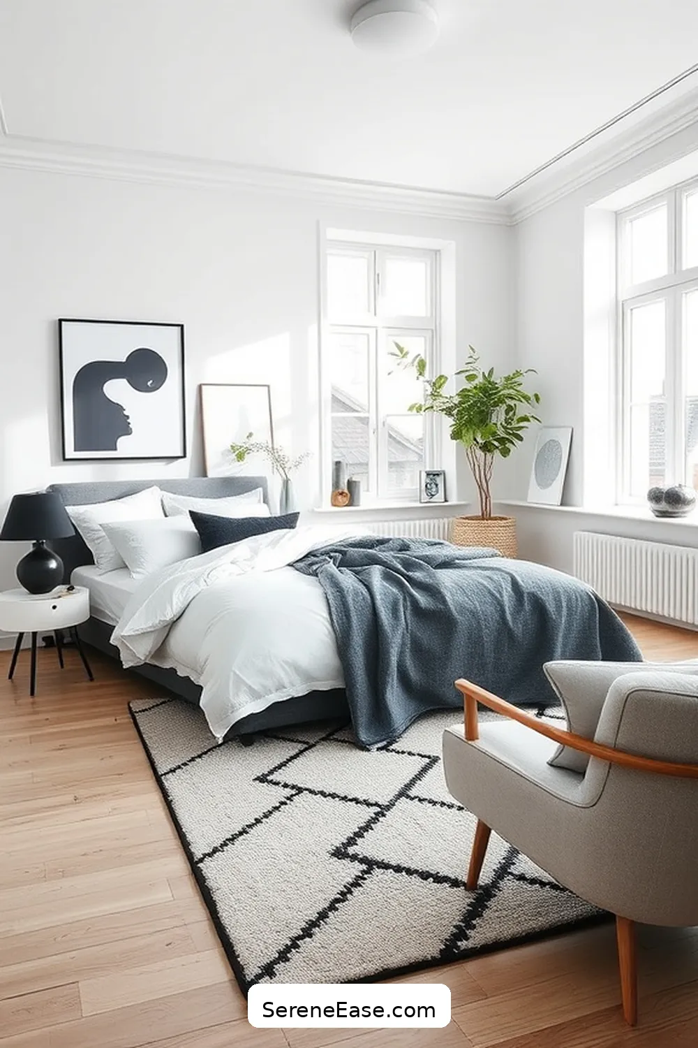 Create a Chic Black and White Bedroom in Scandinavian Style - Serene Ease