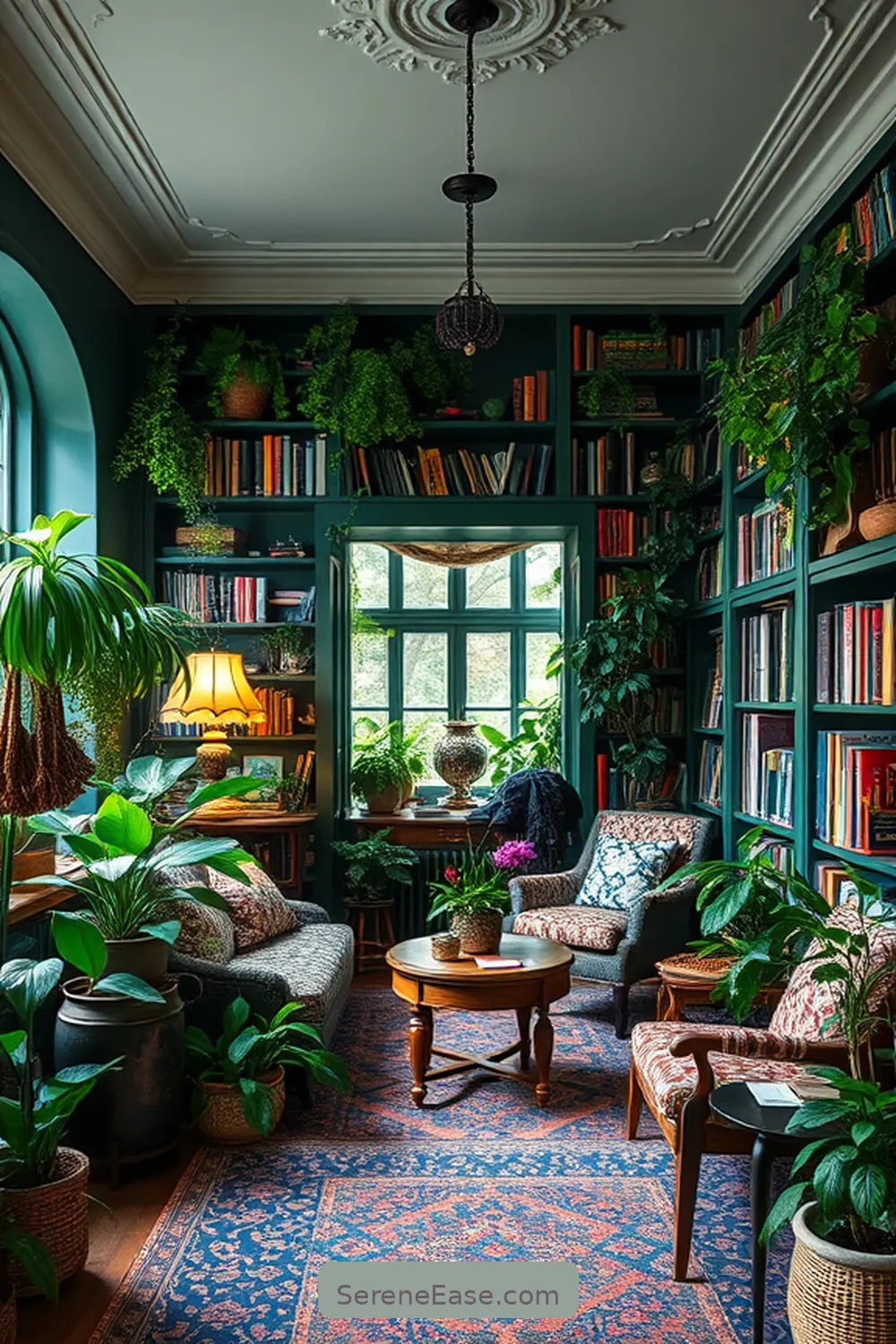 Curated visual reference: Fresh Look at Incorporating Jewel Tones In A Bohemian Library Style